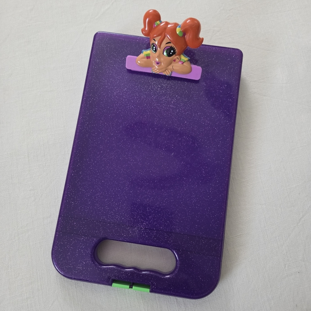 Vintage Lisa Frank Purple Glitter Open Folder Clipboard 90s Girl